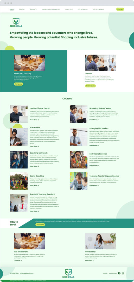 Web design for apprenticeships company